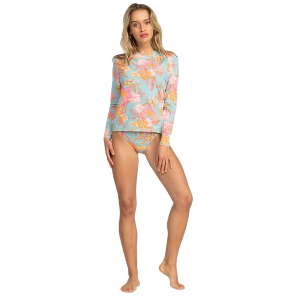 NEW Roxy Women’s UPF 50 Sun Protection Rash Guard Floral Long Sleeve Swim Tee - Picture 10 of 13